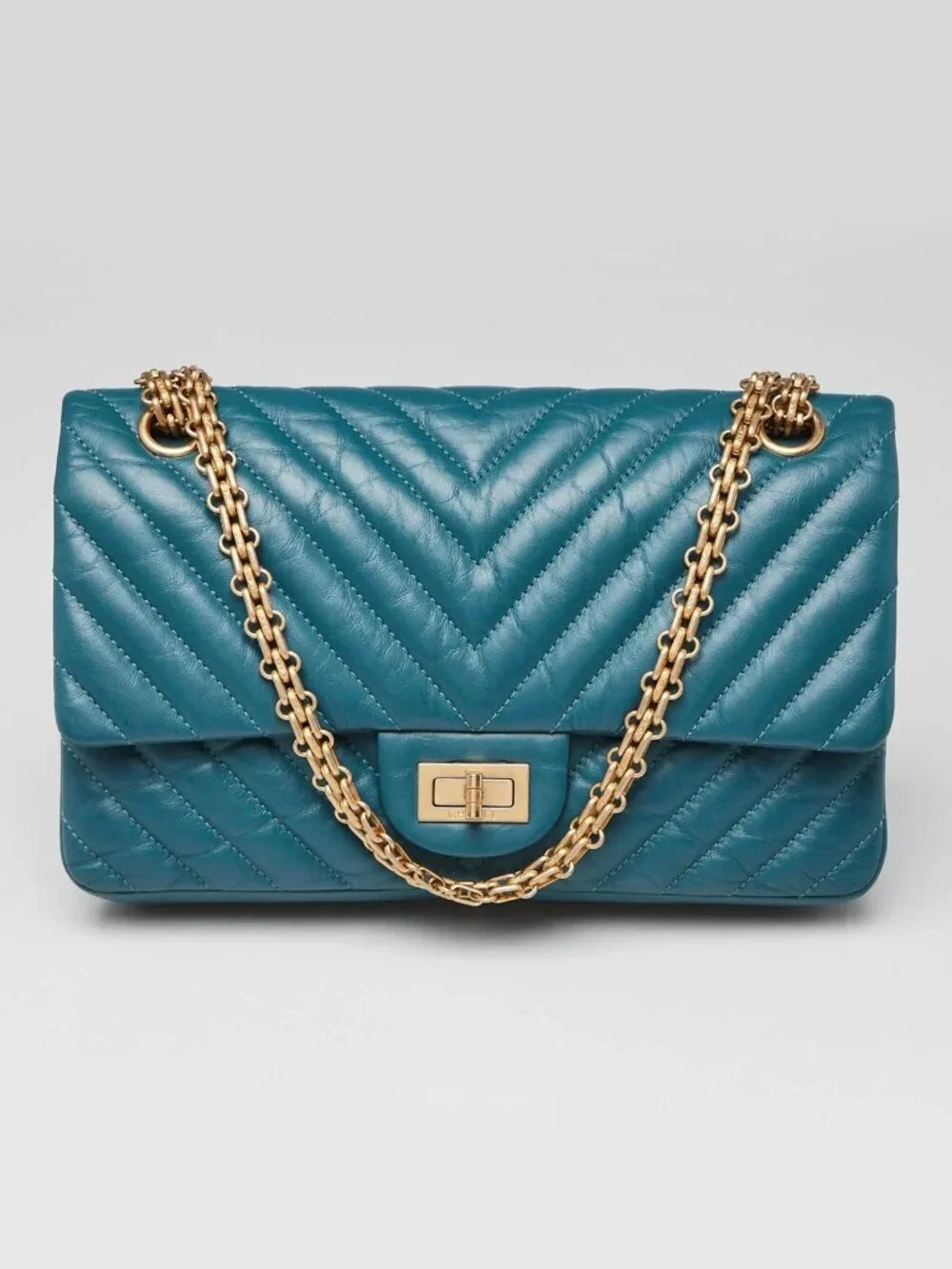 Chanel Turquoise 2.55 Reissue Chevron Quilted Calfskin Leather 225 Bag